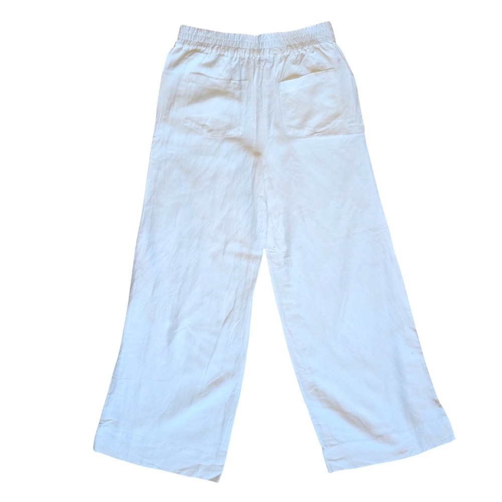 Evereve Sophia Linen Wide Leg Pants White Elastic Waist Medium NWOT - Picture 7 of 8